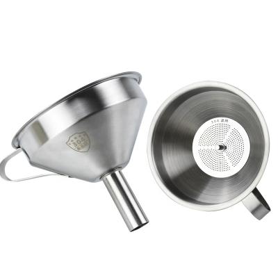 China Stocked SUS 304 Stainless Steel Cooking Oil Funnel With Removable Strainer Filter for sale