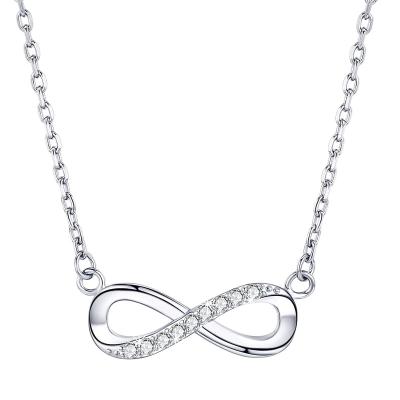 China FASHIONABLE Factory Wholesale Fashion Figure 8 Infinity Pendant For Wome White Gold Plated Personalized Silver Necklace 925 Jewelry for sale