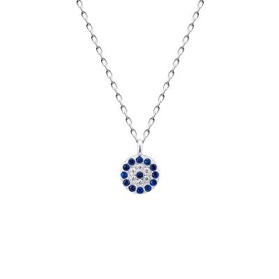 China Blue Turkish Evil Eye Necklaces Women S925 Sterling Silver Accessories Factory Wholesale Simple Jewelry Devil's Eye Necklace TRENDY for sale