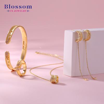 China TRENDY Fashion Jewelry Women Accessories Handmade Rhinestone Necklace Earings and Necklace Sets Italian Jewelry Set 18k Gold Plated for sale