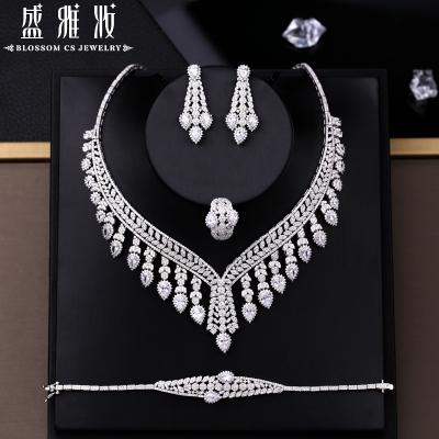 China Factory Direct Selling Lead Free Nickel Free Sterling Silver Bridal Wedding Arrangement Jewelry Set for Women for sale