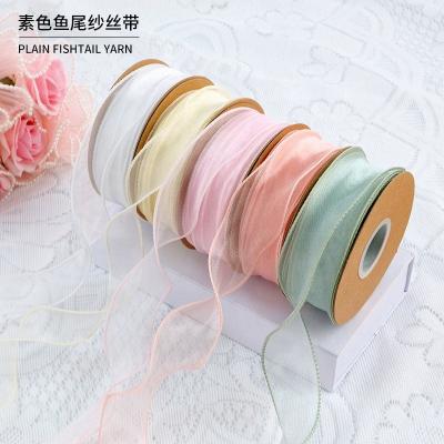 China Handmade Romantic Fishtail Florist Yarn Ribbon Flower Wrapping Materials With Wave Snow Yarn Ribbon Multicolor Options for sale