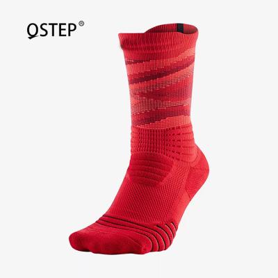 China Wholesale Good Quality Red Knitted Unisex Elite Cotton Sports Basketball Socks Antibacterial for sale