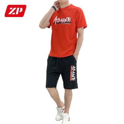 China 2021 QUICK DRY Spring And Summer Sweatsuit Sport Two Piece Mens Jogging Sets With Short Sleeve T-shirt for sale