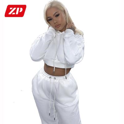 China High Quality Custom Viable Logo Two Piece Suits Solid Color Hoodie Women's Tracksuit Sweatsuit Sets for sale