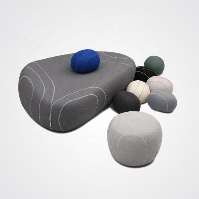 China Modern Fiberglass Modern Waiting Room Furniture Felt Wool Stones Stool Pouf Floor Rests Seat for sale