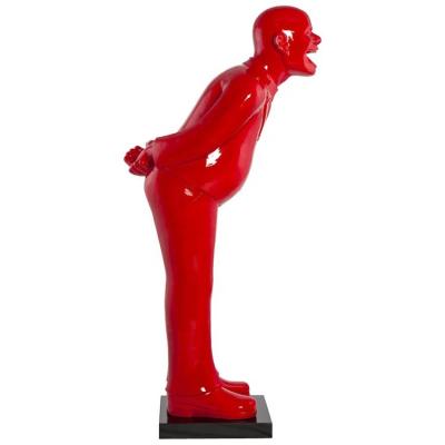 China RUYA World Fiberglass Welcome Reception Statue Man Bending Whole Post For Store Commercial Use Indoor Outdoor Waterproof for sale