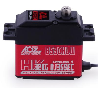 China Waterproof Aluminum Hobby AGFRC B53CHLW 32KG Torque 0.135S IP67 Middium Case Coreless Digital Servo For RC Boat for sale