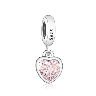 China CLASSIC Fashion Crystal Pendant 925 Sterling Silver Heart Dazzling Zircon Charms Bracelet Fit Jewelry for sale