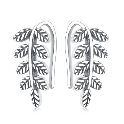 China CLASSIC 2020 Women Fashion 925 Sterling Silver Cute Tassel Travel Climbing Leaf Hanging Stud Earrings for sale