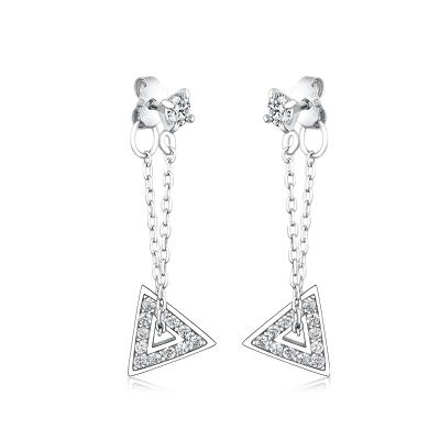 China Ear Pendientes de Brinco de Zircon Sterling Silver Triangle Link Chain of CLASSIC 925 Stud Earring Child Cubic Women's Mujer for sale