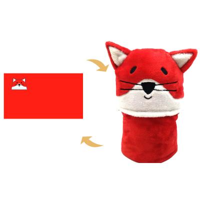 China 2022 Soft Plush Safe Polyester Fiber Plush Stuffed Doudou Fox Blanket Toy Plush Comforter Blanket With Sleep Sounds for sale