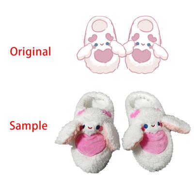 China Bunny Fuzzy Slippers Indoor Bedroom Warm Plush Animal Slippers Rabbit Home Shoes for sale