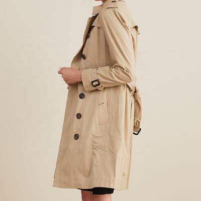 China Anti-wrinkle low price over the knee style women's long coat jacket trench anorak for sale