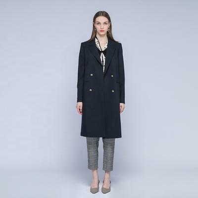 China Anti-wrinkle Huiquan Long Jacket Women's Blue Parka Turn-Down Collar Cross Trench Coat For Woman for sale