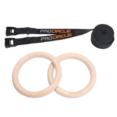 China Large Quality Wooden Cross Fitness Wooden Training Gym Rings Nylon Straps For Gym for sale