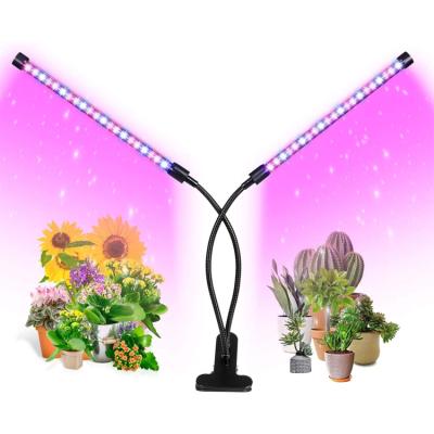 China Foldable 18W 2 Heads Dimmable Plant FLOWER LED Plant Growth Light Indoor Desktop LED Growth Light for sale