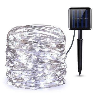 China Waterproof Holiday Light Garden Patio Landscape Light For Christmas Tree Decoration Solar Copper Wire LED String Lights Outdoor for sale