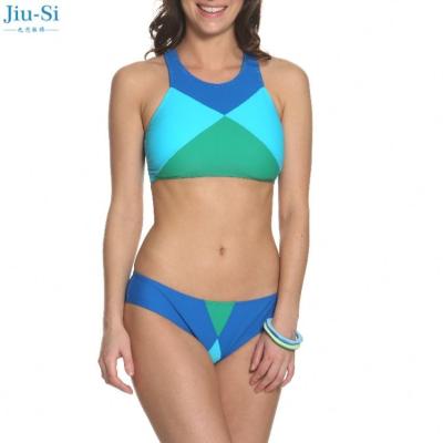 China 2021 New Fashion Patchwork Runner Breathable Back Sport Swimwear Ladies Bulk Swimwear for sale