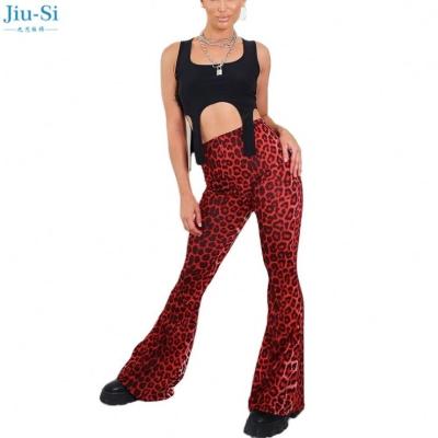 China Anti-pilling 2021 new fashion new style women's fashion leopard printed stretch boot cut pants female pants women for sale