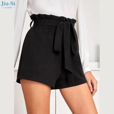 China 2021 new viable new fashion ladies belted shorts and 2020 Lotus Leaf Waist women's loungewear shorts for sale