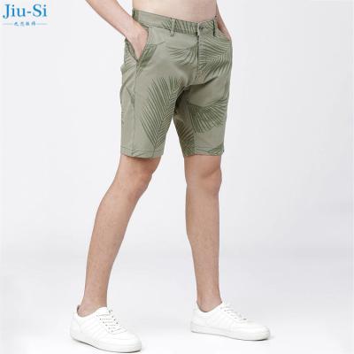 China New Design Wholesale Summer QUICK DRY Cotton Green Printed Regular Slim Fit Service 100% Shorts For Men for sale