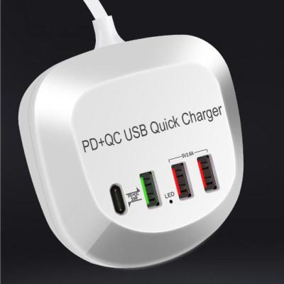 China 20W Multi Port Charger Power Adapter QC3.0 Palladium Mobile Phone Tablet Notebook Fast Charger 4 USB for sale