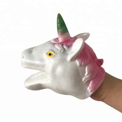 China Hot Selling TPR Unicorn Rubber Hand Puppet For Sale for sale