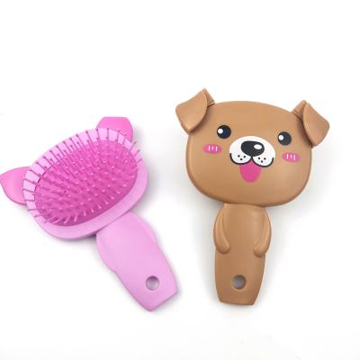 China High Quality Girls Pink Cute Bear Design Mini Pig Shape Plastic Hair Brush Round Hair Brush Bear Design For Christmas Gifts for sale