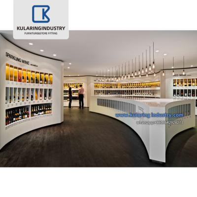 China Retail Store for Coffee Whiskey Display Rack for Liquor Wine Store Shop Interior Design Wood Furniture for sale