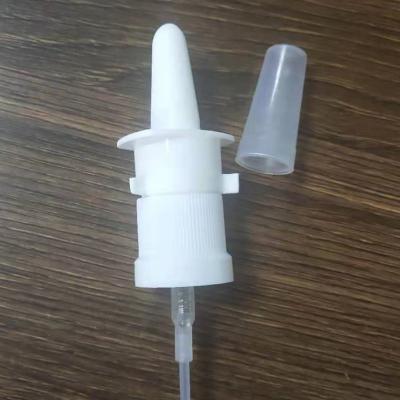 China Non Spill 18mm Plastic Non Refillable Nasal Stuffer Nasal Sprayer 18/415 Obvious White Nasal Pump for sale