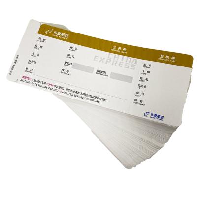 China Waterproof High Quality Custom Airline Boarding Pass Paper Luggage Tags Booking Flight Plane Ticket Thermal Printing Business Card for sale