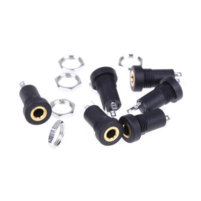 China PJ392A 3.5MM Jack Socket 3 Pole Residential/General Purpose Audio Black Solder Panel Mount Stereo Gold With Nuts PJ-392A for sale