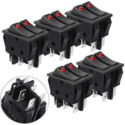 China On-Off / Self-Latching / Latching KCD3-102 Jet 6 Pin Double Pole Single Rocker Switch For Marine / Boat With As Telling Sensor for sale