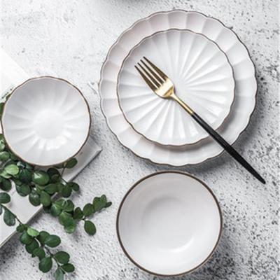 China Viable Concise Cream Color Unique Dinner Dishes Sets Stoneware Dinnerware Set for sale