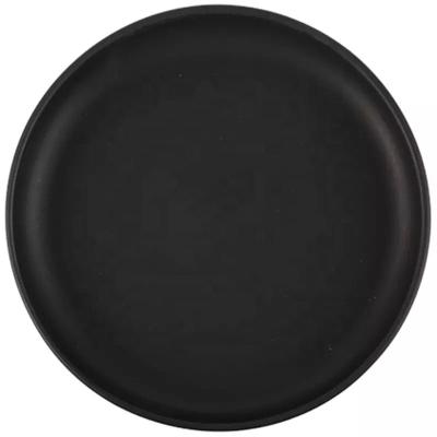 China Sustainable Asian Japanese Used Matte Bulk Black Ceramic Restaurant Dish Custom Round Shape Dish For Sushi for sale