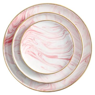 China Stocked Unique Western Royal Cheap Price Rose Decor Ceramic Marble Dessert Dish Custom Made Color for sale