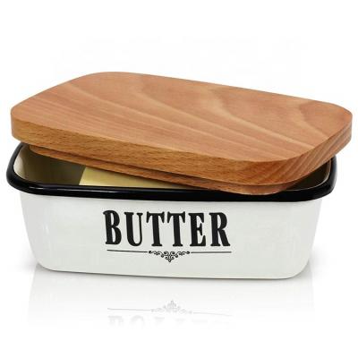 China Sustainable Handmade Ceramic Butter Canister Widely Used Customized Different Butter Dishes With Lid for sale