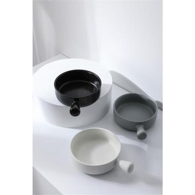 China Sustainable Nordic high quality modern simple ceramic cookware with handle for restaurant for sale