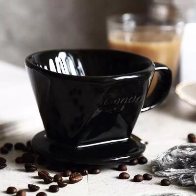 China Viable Handmade Black Color Custom Logo Coffee Filter Ceramic Coffee Dripper For Hotel for sale