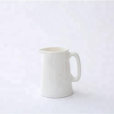 China Large Arabic Custom Ceramic Milk Pitcher Full White Glazed Decorative Milk Jug Viable for sale