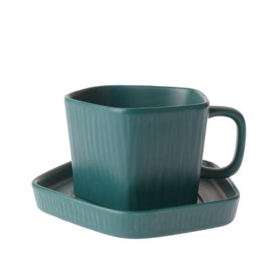 China New Mold Irregular Shape Stocked Tea For One / Saucers Ceramic Cup For Coffee for sale