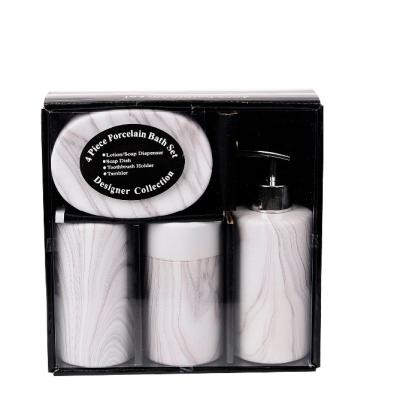 China Sustainable Hotel Used Packing Gift Canton Porcelain Marble Bathroom Set for sale