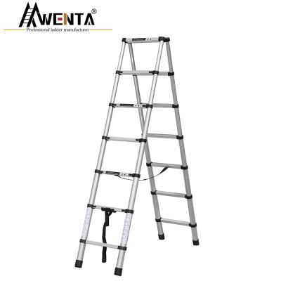 China Aluminum Telescopic Folding Ladders 2M +2M Double Side Ladder for sale