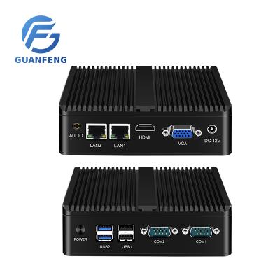 China Guanfeng N2805 N2810 J1900 J4105 Dual LAN Dual COM DDR3L Brother Gaming Mini PC Computadora Industrial Fanless Desktop Computer for sale