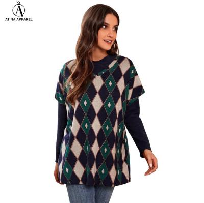 China Hot Sale Anti-pilling Tunic Tops 2021 Plus Size Women's Clothing Christmas Suits V-Neck Plaid Printing Top Vest for sale