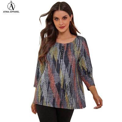 China 2021 new arrival women's anti-pilling tops scoop fashion elegant neck tunic graphic top for sale