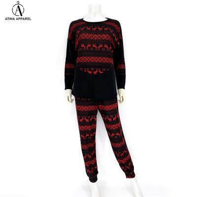 China 2021 New Arrival Anti-pilling Plus Size Women's Christmas Sleepwear Sheared Elastic Sleepwear Belt Two-Pieces Suits for sale