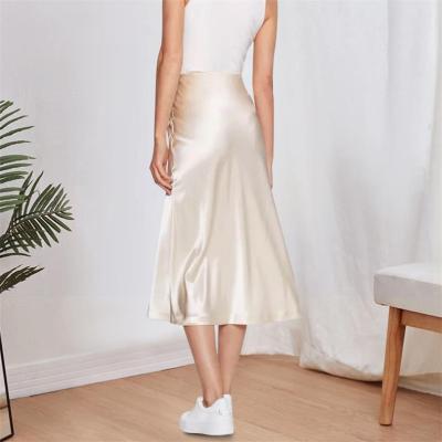 China wholesale cheap Anti-wrinkle summer ladies slim ladies satin Midi casual slit skirt for woman for sale