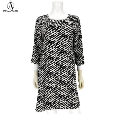 China Anti-Static Ladies Custom Animal Print Round Neck With Pockets Elegant Zebra Casual Dresses for sale